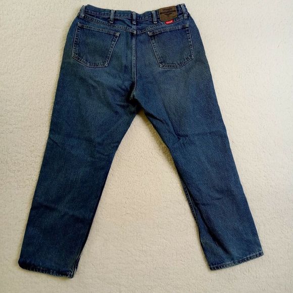 Wrangler Jeans Mens 36 x 32 Relaxed Fit‎ Blue Denim Casual Stained - Picture 7 of 11